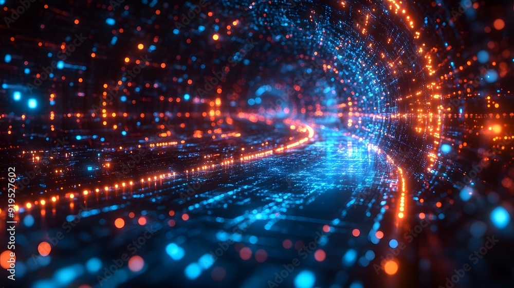 Abstract network of data exchange with AI and robotics, illustrating the convergence of artificial intelligence and business technology in a dynamic digital environment. Abstract network of data exchange with AI and robotics, illustrating the convergence of artificial intelligence and business technology in a dynamic digital environment.