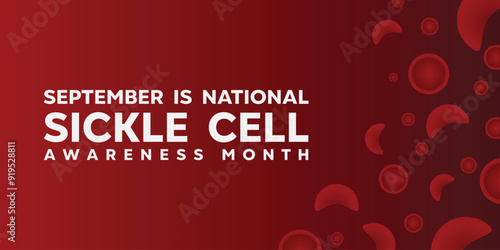 September is Sickle Cell awareness month. Blood and sickle cell. Great for cards, banners, posters, social media and more. Red background.