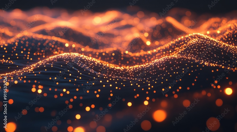 Glowing nodes connected by bright light lines, forming a dynamic network of data flow. Glowing nodes connected by bright light lines, forming a dynamic network of data flow.