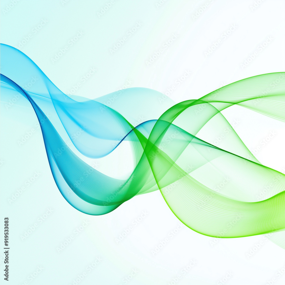 Fototapeta premium abstract green blue wave in white background