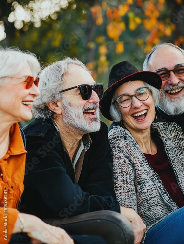 Group of elderly friends enjoying laughter together