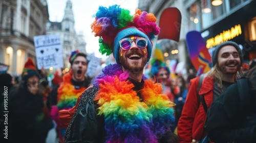 Sparking Change: LGBTQ+ Campaigners in Festive Unisex Attire Advocating for Equality