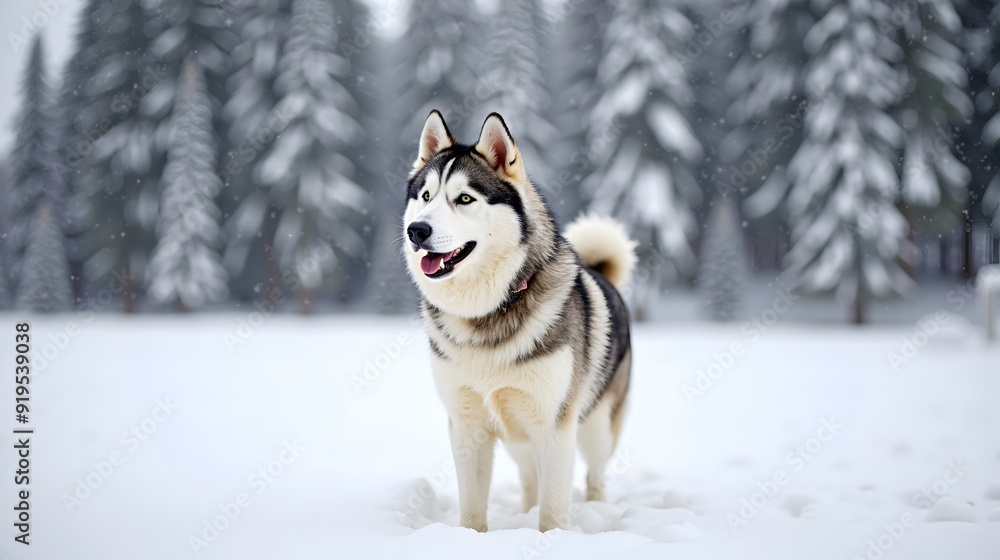 Siberian Husky in a Snowy Winter Landscape Siberian Husky in a Snowy Winter Landscape