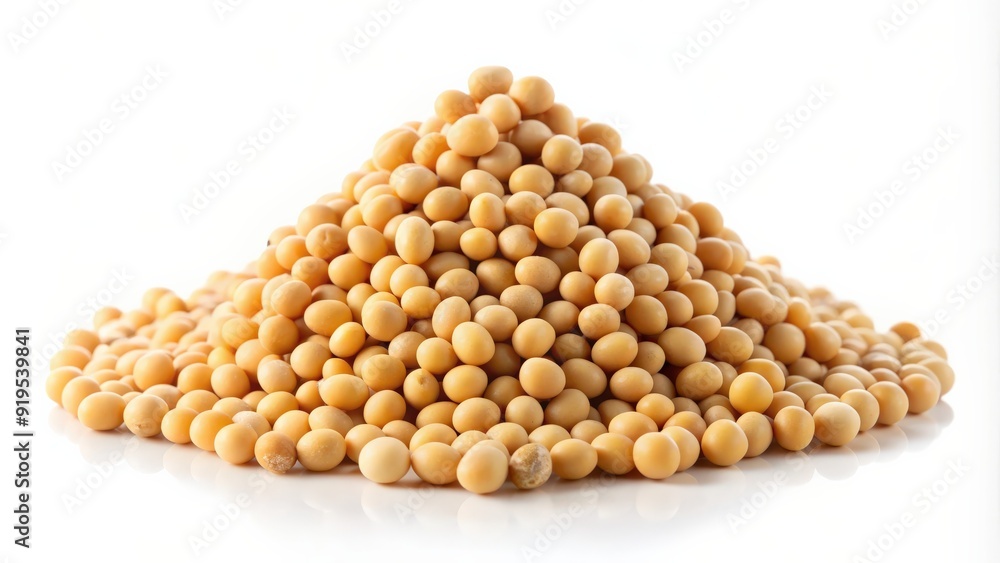 Stacked soybeans isolated on white background, organic, food, fresh, healthy, agriculture, harvest, beans, legumes, vegan Stacked soybeans isolated on white background, organic, food, fresh, healthy, agriculture, harvest, beans, legumes, vegan