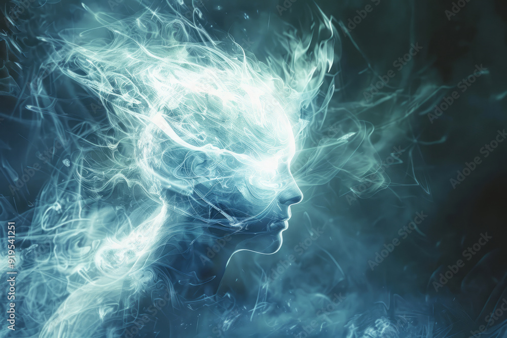 Mystical alien being with glowing eyes and ethereal light in its chest ...