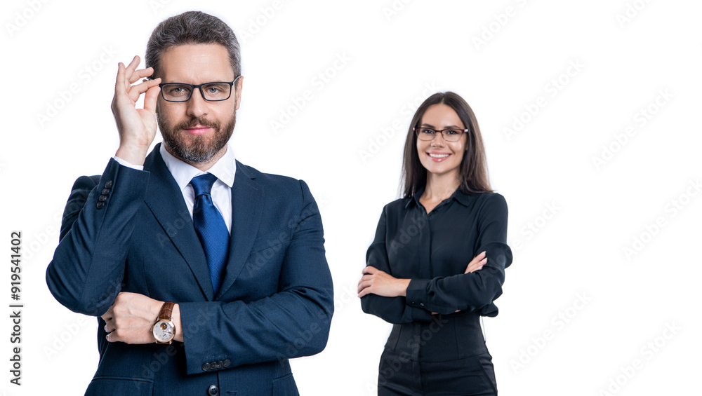 Successful partnership. Business team success. Advertising for businesspeople success. Financial successful deal. businesspeople in suit. Business success isolated on white. copy space advertisement Successful partnership. Business team success. Advertising for businesspeople success. Financial successful deal. businesspeople in suit. Business success isolated on white. copy space advertisement
