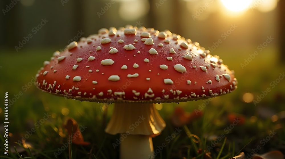 Fototapeta premium Amanita muscaria mushroom with vibrant red cap and white spots