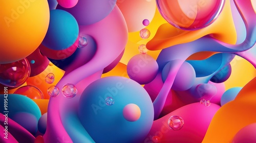 Wallpaper Mural Abstract Colorful Spheres and Swirling Forms Torontodigital.ca