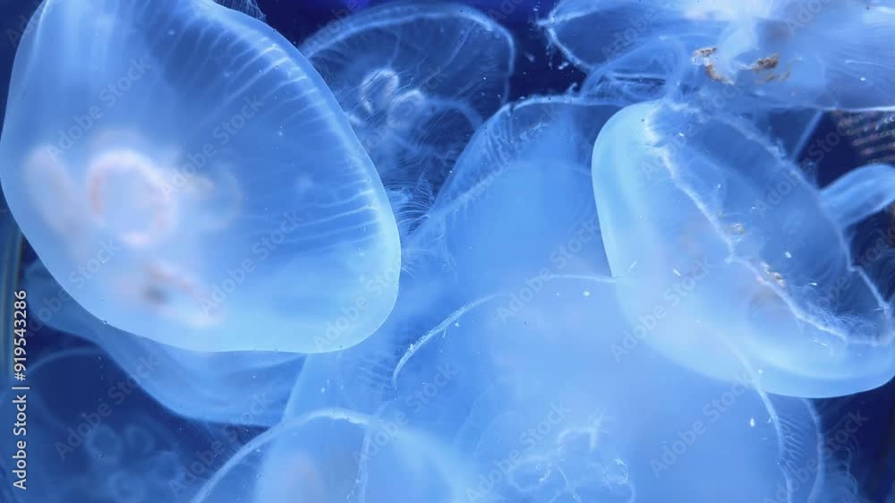 circle of jellyfish in aquarium circle of jellyfish in aquarium