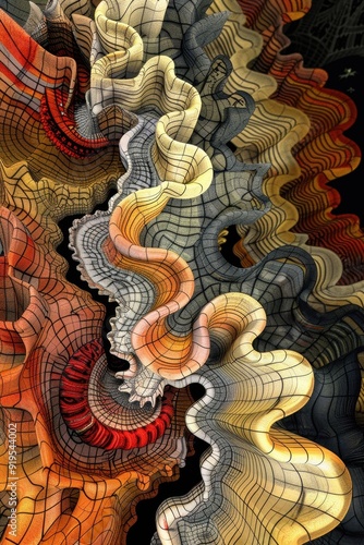 Wallpaper Mural Playful Three-Dimensional Abstract Forms Bursting with Vibrant Energy Torontodigital.ca