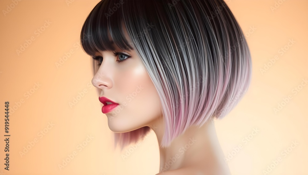 Profile of a Woman with Trendy Ombre Bob Hairstyle Profile of a Woman with Trendy Ombre Bob Hairstyle