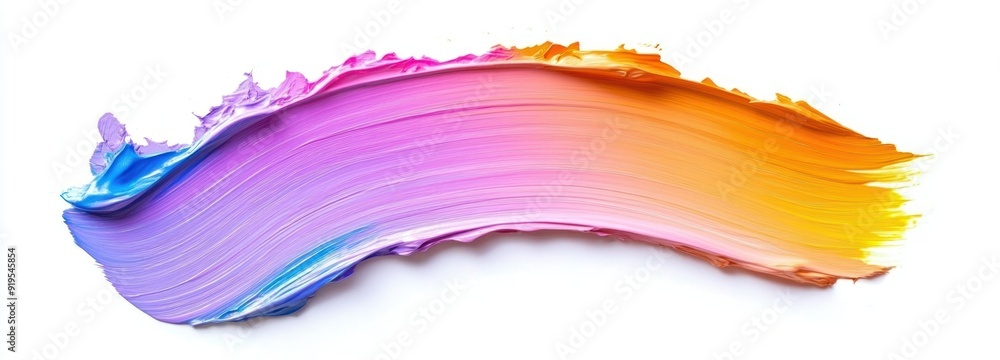 Abstract Curved Brushstroke of Blue, Purple, Pink, and Orange Paint Abstract Curved Brushstroke of Blue, Purple, Pink, and Orange Paint