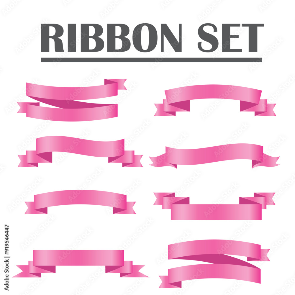Pink shiny ribbon vector banners set of ribbon label pink bow curly ribbon wavy wavy ribbon. Pink shiny ribbon vector banners set of ribbon label pink bow curly ribbon wavy wavy ribbon.