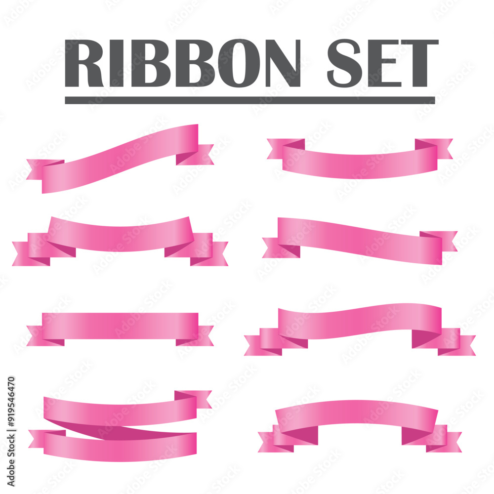 Pink shiny ribbon vector banners set of ribbon label pink bow curly ribbon wavy wavy ribbon. Pink shiny ribbon vector banners set of ribbon label pink bow curly ribbon wavy wavy ribbon.
