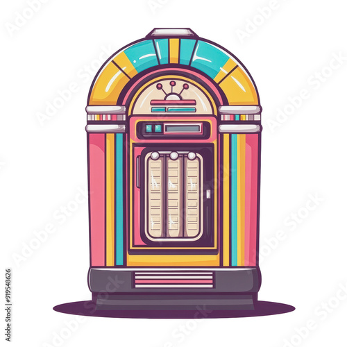 PNG Colorful vintage jukebox in a retro setting photo