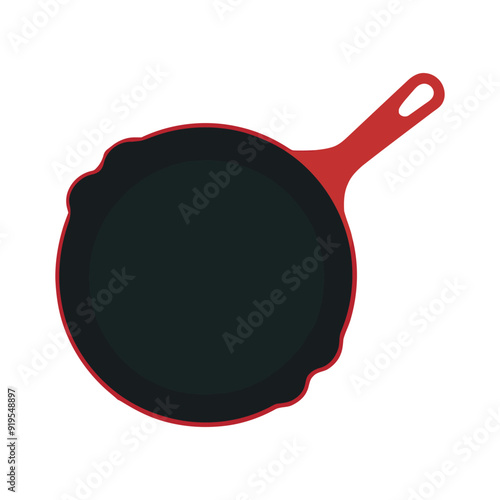 A flat vector illustration of cast iron skillet or pan isolated on white background
