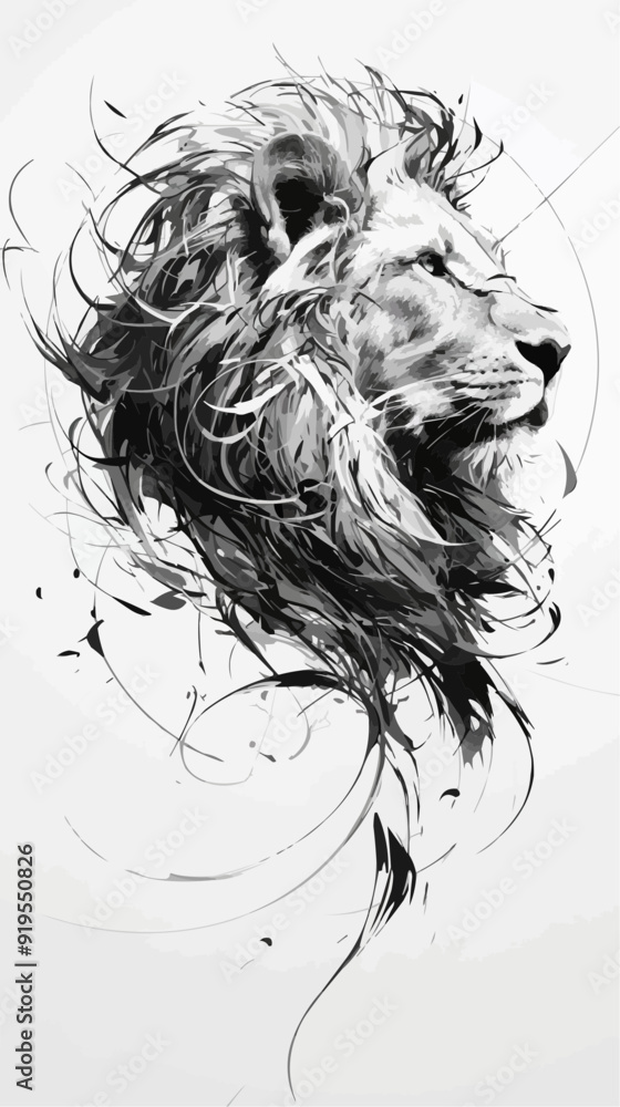 Black Symmetric Lion Tattoo - Vector Design on White Background Black Symmetric Lion Tattoo - Vector Design on White Background