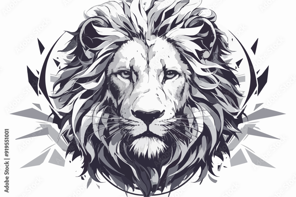 Black Symmetric Lion Tattoo - Vector Design on White Background Black Symmetric Lion Tattoo - Vector Design on White Background