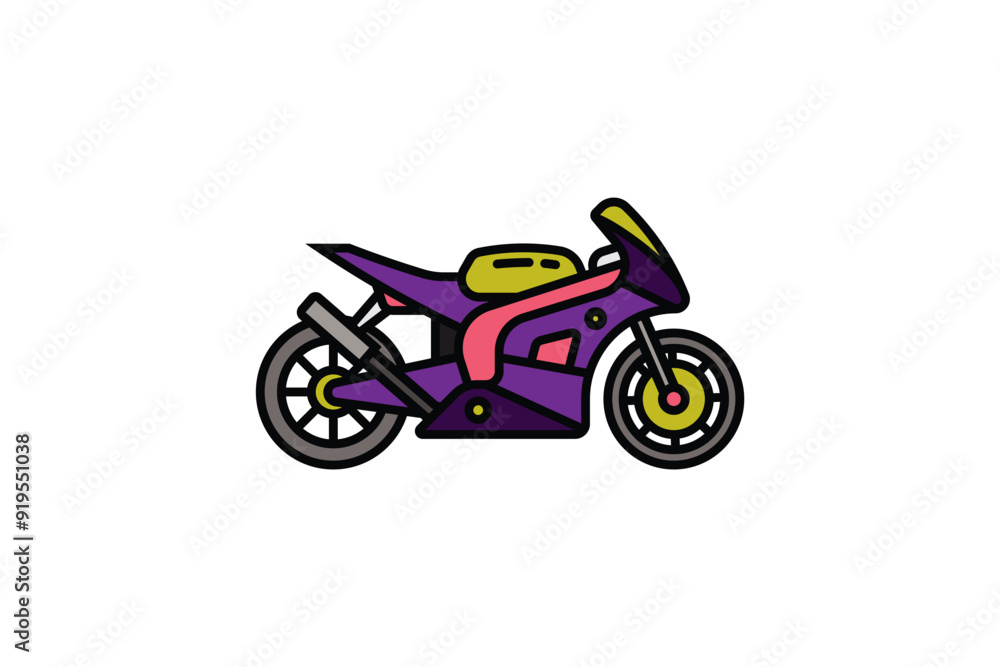 Original vector illustration. The contour icon of a racing sports motorcycle. Superbike. Original vector illustration. The contour icon of a racing sports motorcycle. Superbike.