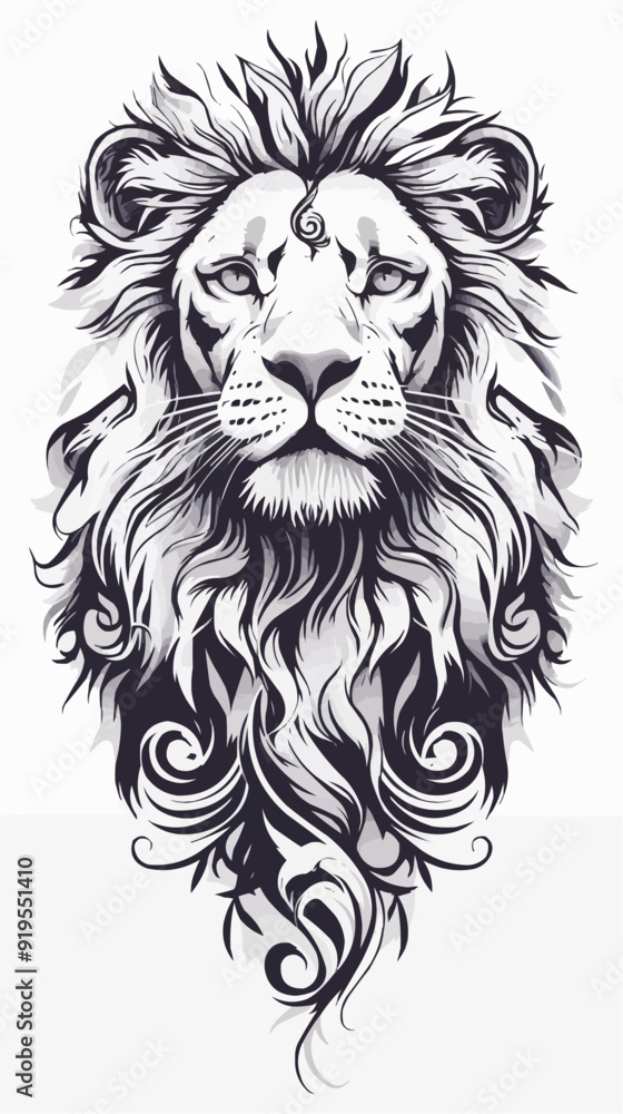 Black Symmetric Lion Tattoo - Vector Design on White Background Black Symmetric Lion Tattoo - Vector Design on White Background