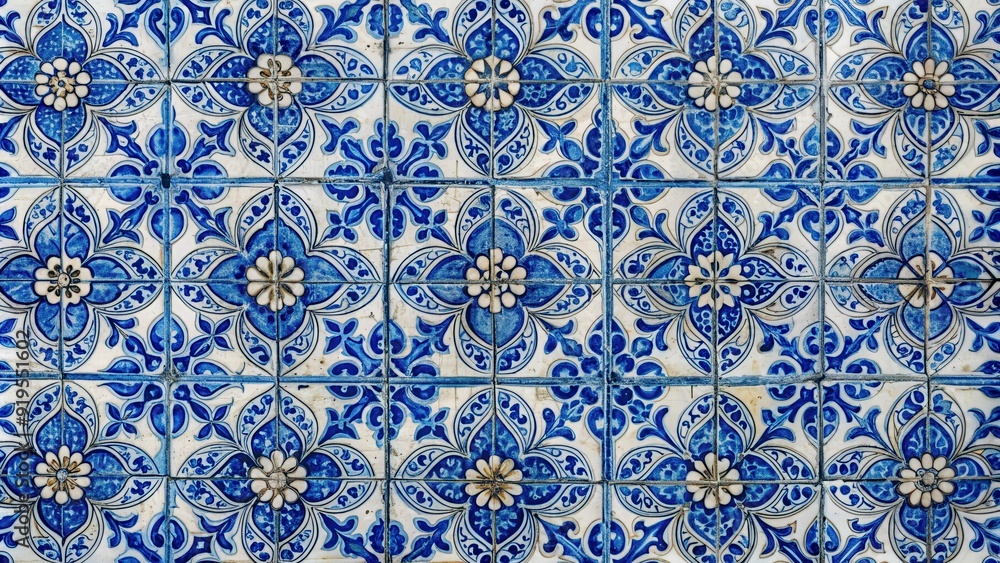 Traditional Portuguese tiles with intricate blue and white geometric patterns, Portugal, Azulejos, traditional, tiles, ceramic Traditional Portuguese tiles with intricate blue and white geometric patterns, Portugal, Azulejos, traditional, tiles, ceramic