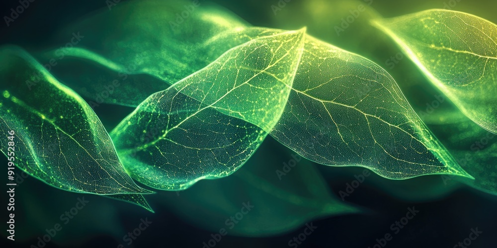 Close-up of Green Leaves with Detailed Veins and Texture Close-up of Green Leaves with Detailed Veins and Texture