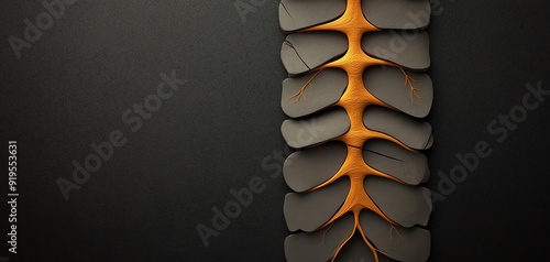 Closeup of the coccyx with nerves extending from the sacral plexus, highlighting the relationship between the tailbone and the nervous system, anatomy, coccyx and nerves photo