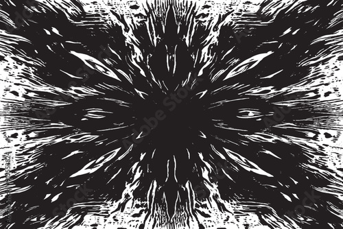 Grunge Black and White Seamless Texture with Cracks, Scuffs, and Ink Spots - Monochrome Abstract Background