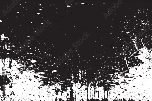 Grunge Monochrome Texture with Cracks, Scuffs, and Ink Spots - Black and White Abstract Background