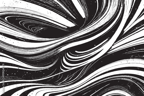 Abstract Black Background with Grunge White lines and Halftone Elements