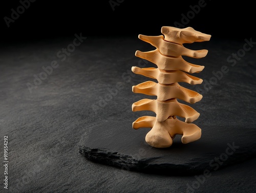 Closeup of the vertebrae with the spinal cord encased within, emphasizing the protective role of bones in housing the central nervous system, anatomy, spinal bones and nerves photo