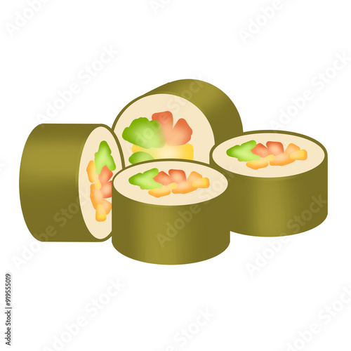 sushi roll. graphic. sticker. cartoon.