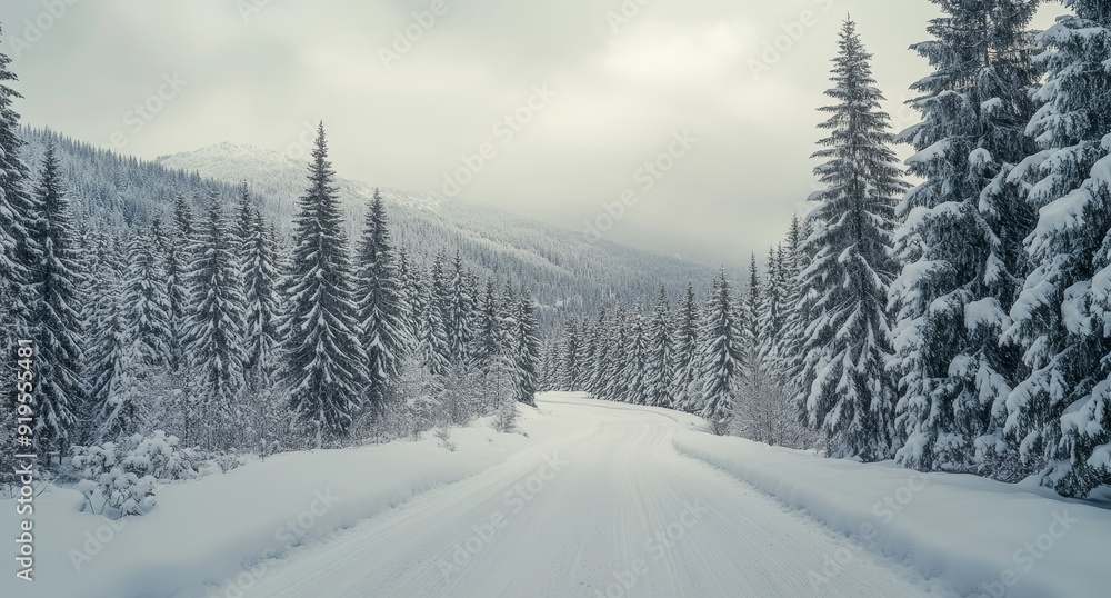 Beautiful winter scene of a country road. Beautiful winter scene of a country road.