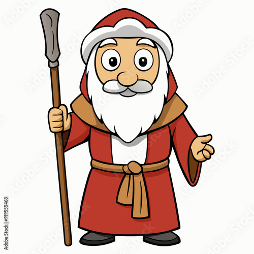 Moses holding wooden staff art vector illustration