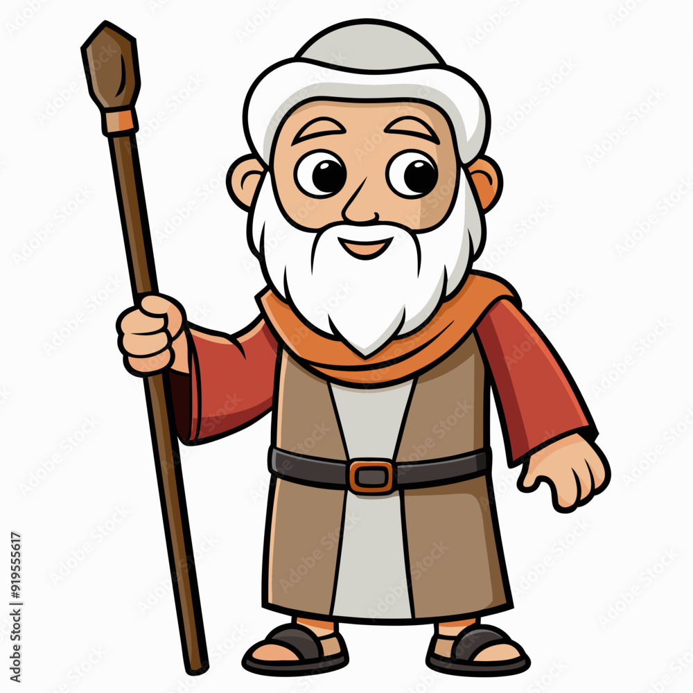 Moses holding wooden staff art vector illustration Moses holding wooden staff art vector illustration