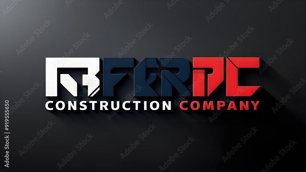 Fototapeta premium Construction company logo, Red,black,white theme logo,company logo