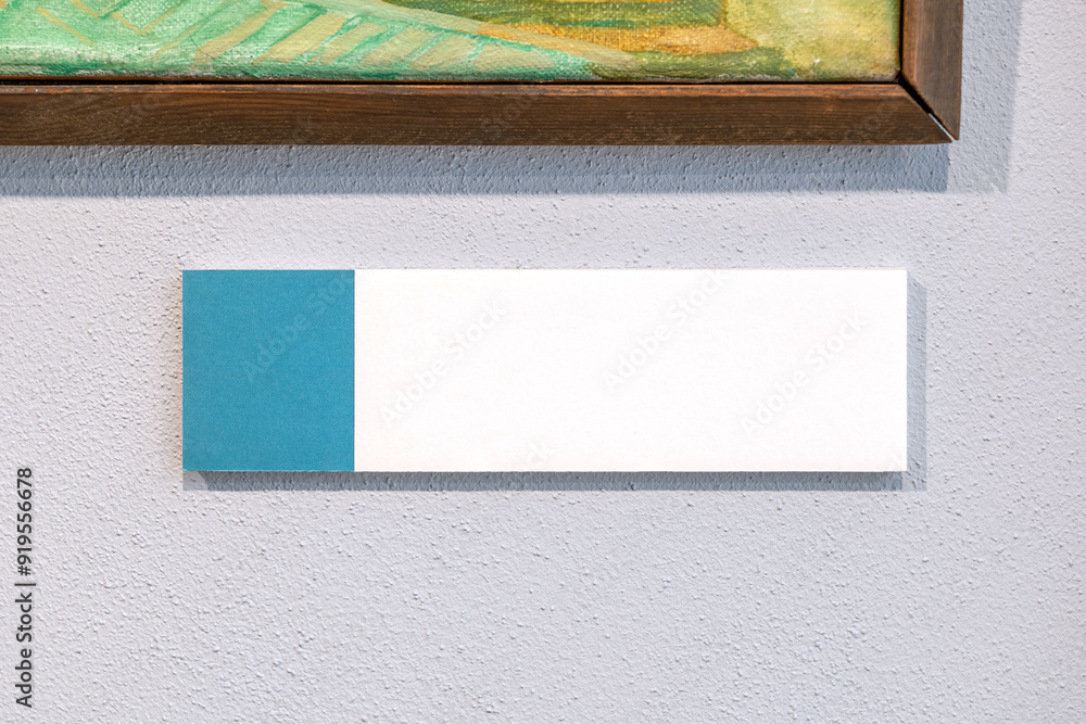 © Tomasz - Museum art gallery painting artwork label author name picture photo description empty rectangle blank card plaque hanging on a wall object detail front view, frontal shot extreme closeup modern design © Tomasz - Museum art gallery painting artwork label author name picture photo description empty rectangle blank card plaque hanging on a wall object detail front view, frontal shot extreme closeup modern design