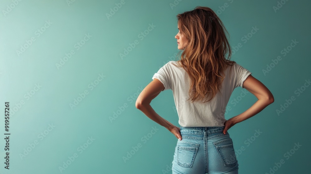 A woman standing with her hands on her lower back, symbolizing discomfort and strain from back and neck pain often associated with prolonged work or poor posture. A woman standing with her hands on her lower back, symbolizing discomfort and strain from back and neck pain often associated with prolonged work or poor posture.