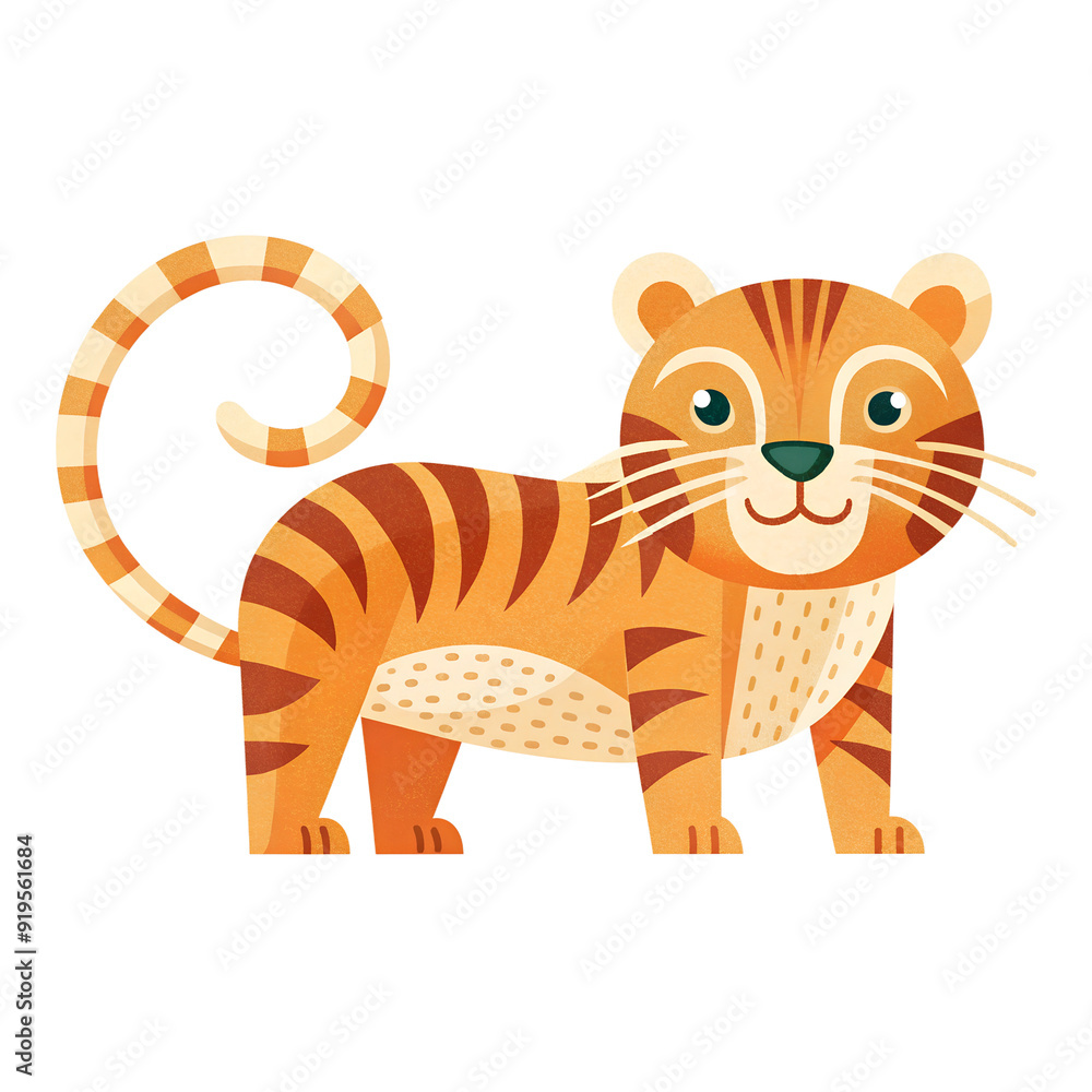 Illustration style cartoon cute, Tiger, simple and clean lines Illustration style cartoon cute, Tiger, simple and clean lines