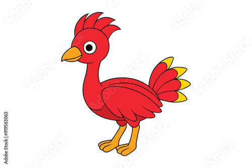 Kawaii Red-Legged Seriema Vector Illustration Clipart photo