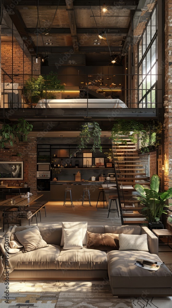 High-tech urban loft with state-of-the-art systems. High-tech urban loft with state-of-the-art systems.