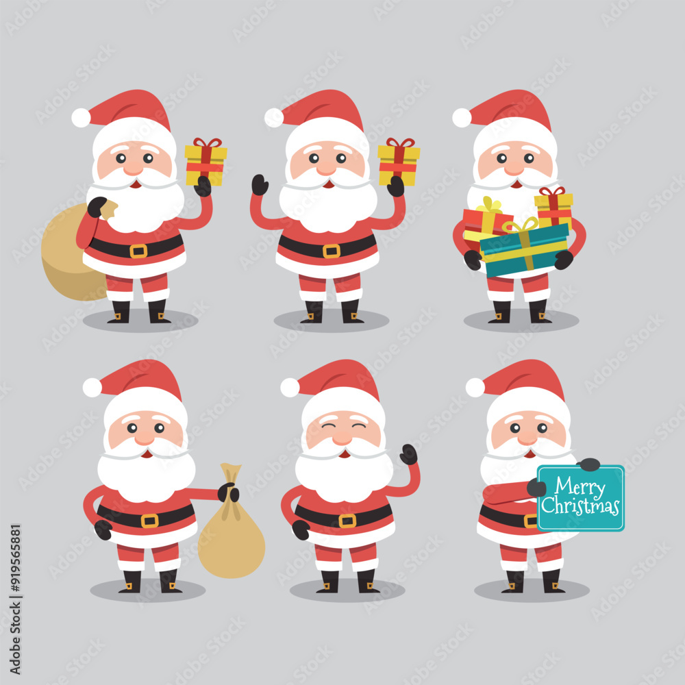 Funny Christmas party for kids: Collection of vector illustrations with Santa Claus, reindeer. Funny Christmas party for kids: Collection of vector illustrations with Santa Claus, reindeer.