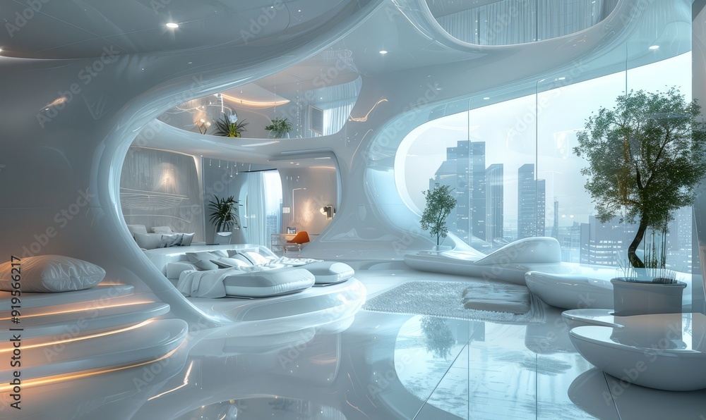 High-tech city loft with integrated systems.