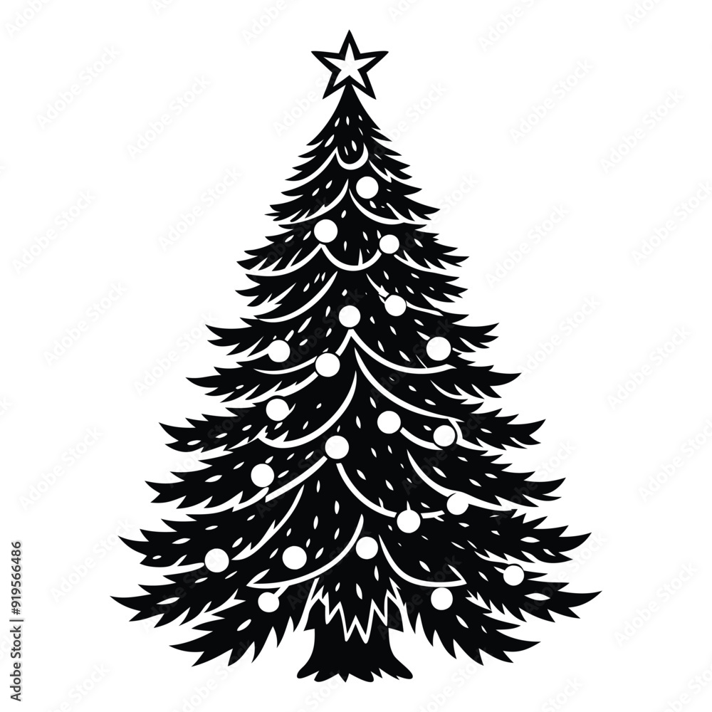 Obraz premium Christmas Tree Silhouette Vector