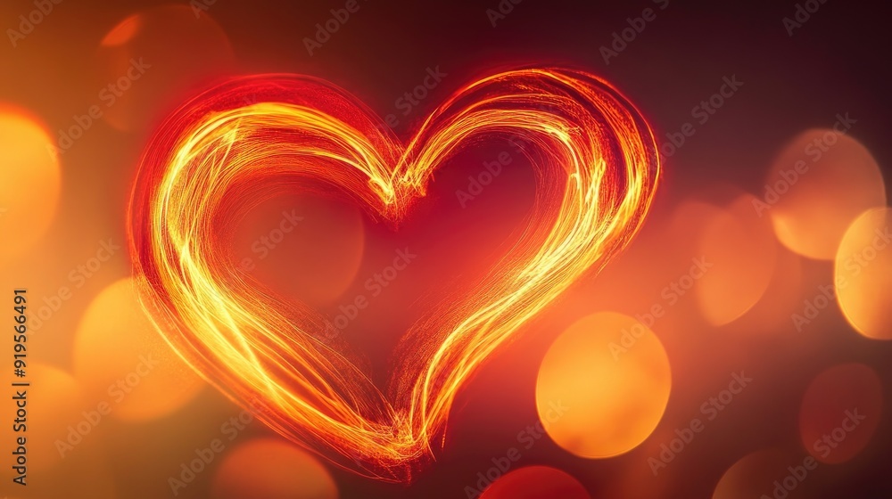 A glowing red and orange heart line on a softly blurred background, abstractly depicting passion and energy A glowing red and orange heart line on a softly blurred background, abstractly depicting passion and energy