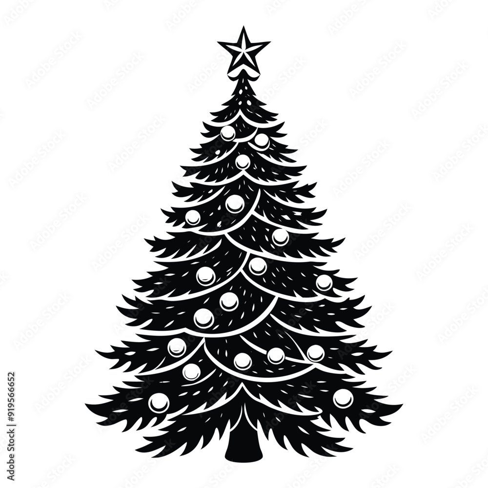 Obraz premium Christmas Tree Silhouette Vector
