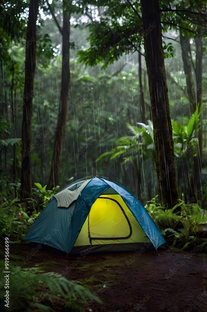 Rain on Tent in Tropical Forest Rain on Tent in Tropical Forest