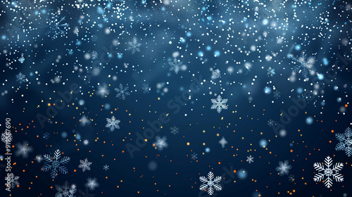 A blue background with snowflakes falling from the sky. The snowflakes are white and scattered throughout the image.