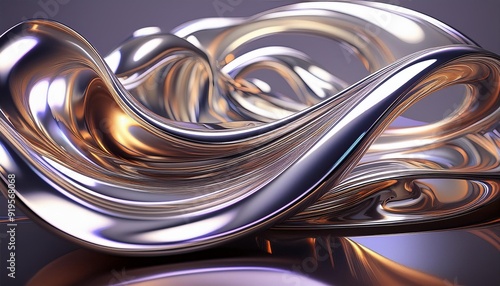 liquid metal sculpture gleaming chrome forms frozen midmotion rippling surface catching light abstract shapes defying gravity futuristic and fluid photo