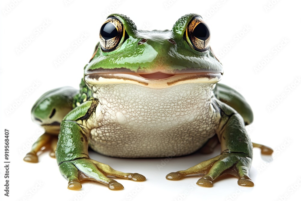 Obraz premium Frog sitting and croaking isolated on a white background